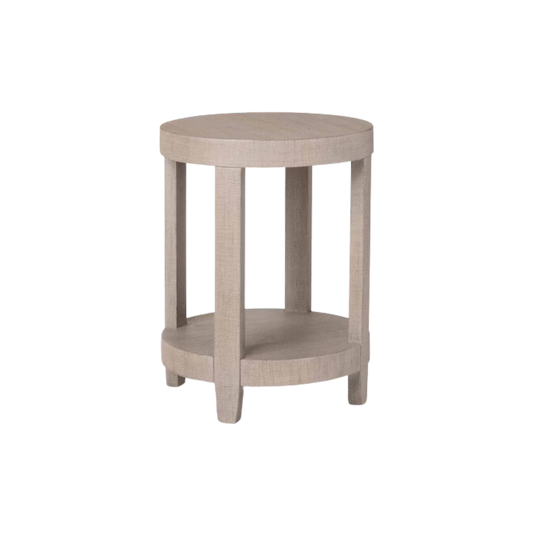 Ventura Raffia Round Lamp Table - Sand Grey - Chapin Furniture