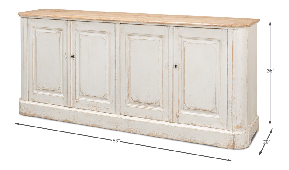 Antique Whitewash Sideboard, 4 Door - Chapin Furniture