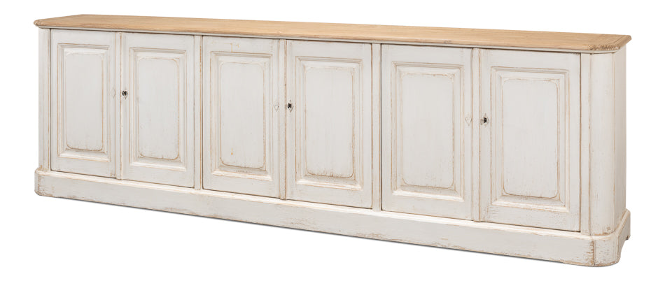 Antique Whitewash Sideboard, 6 Door - Chapin Furniture