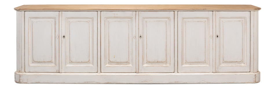 Antique Whitewash Sideboard, 6 Door - Chapin Furniture