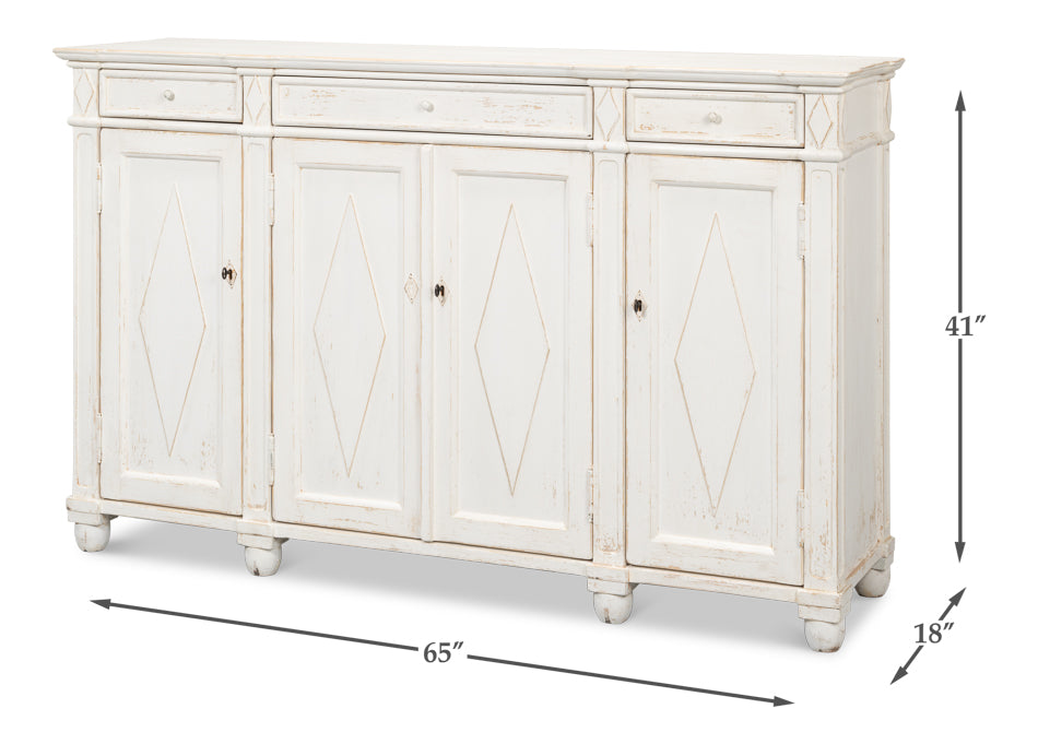 Diamond Wall Sideboard- Whitewash - Chapin Furniture