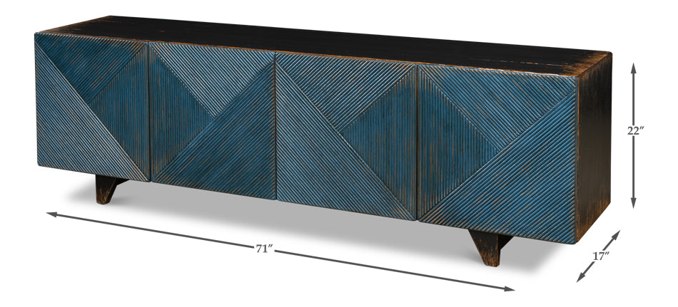 Low Wall Console For Tv, Blue - Chapin Furniture