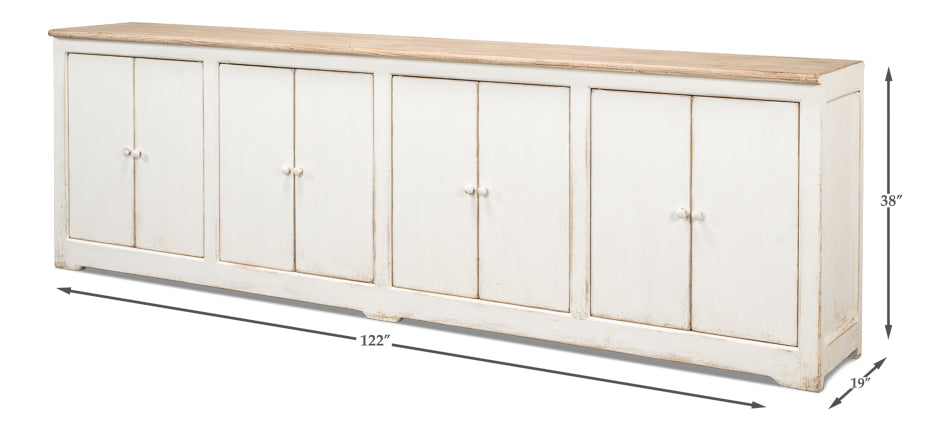 Eight Is Enough Sideboard- Whitewash With Natural Top - Chapin Furniture