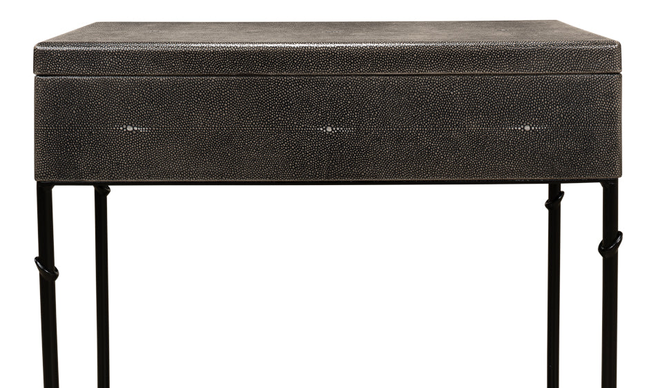 Grey Leather Shagreen Box On Stand - Chapin Furniture