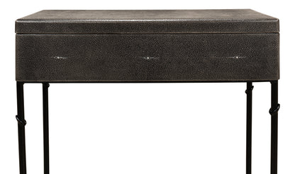 Grey Leather Shagreen Box On Stand - Chapin Furniture