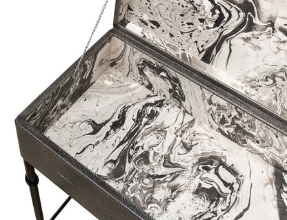 Grey Leather Shagreen Box On Stand - Chapin Furniture