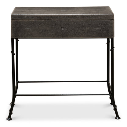 Grey Leather Shagreen Box On Stand - Chapin Furniture