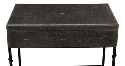 Grey Leather Shagreen Box On Stand - Chapin Furniture