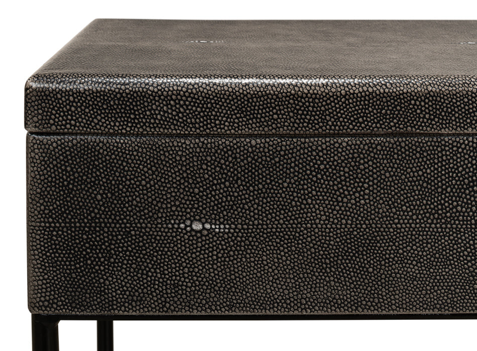 Grey Leather Shagreen Box On Stand - Chapin Furniture
