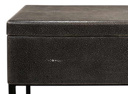 Grey Leather Shagreen Box On Stand - Chapin Furniture