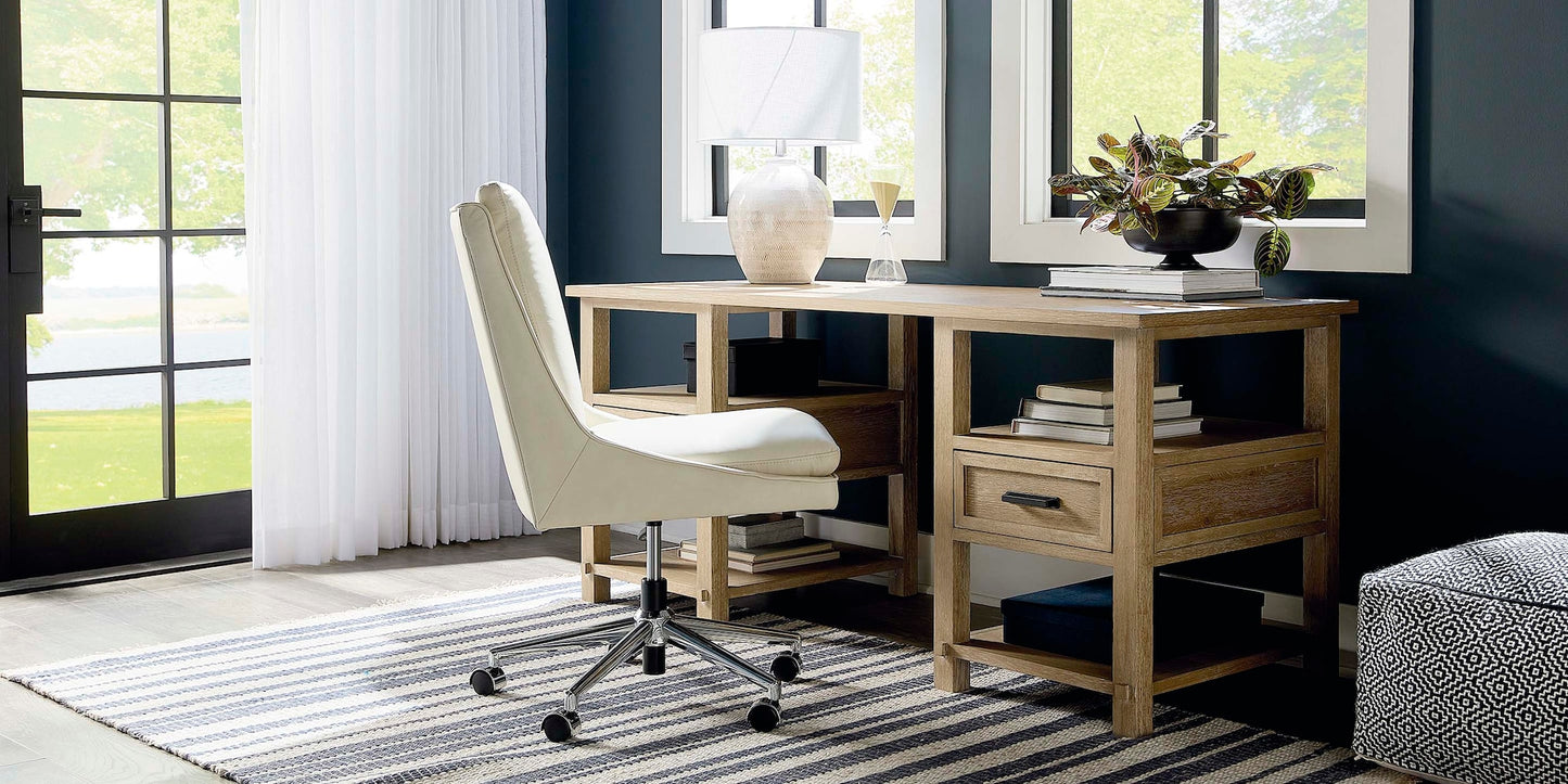 Capron Office Chair- White Leather - Chapin Furniture