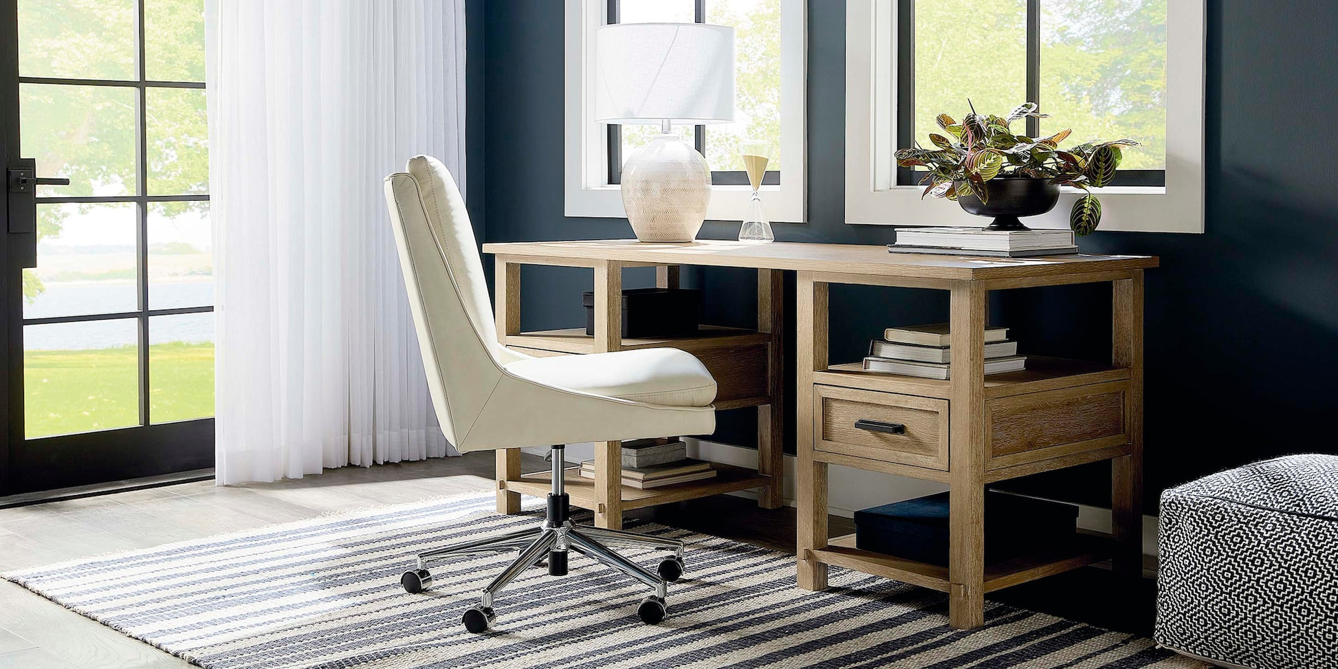 Capron Office Chair- White Leather - Chapin Furniture