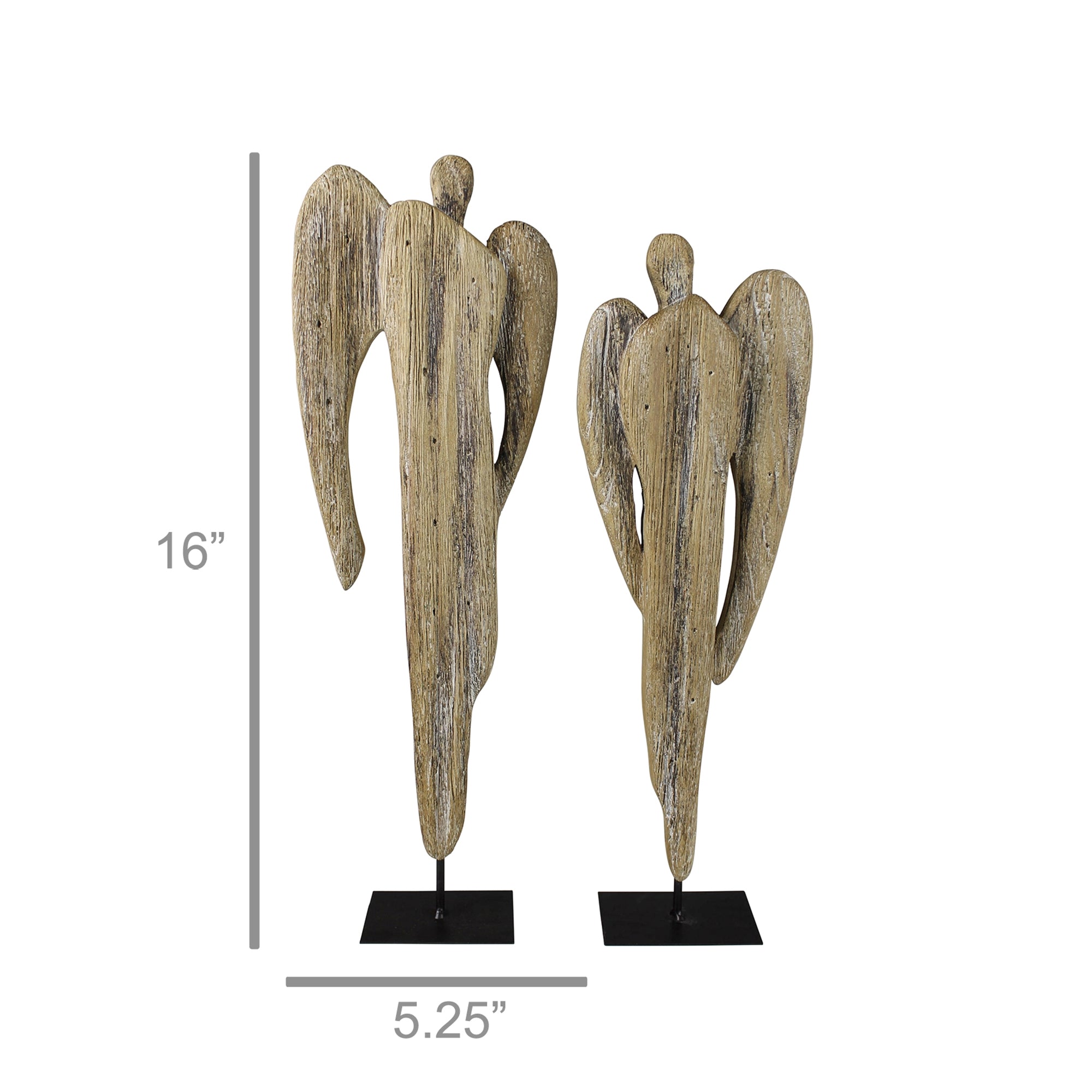 Set of 2 Wood Angels - Large - Thumbnail 2
