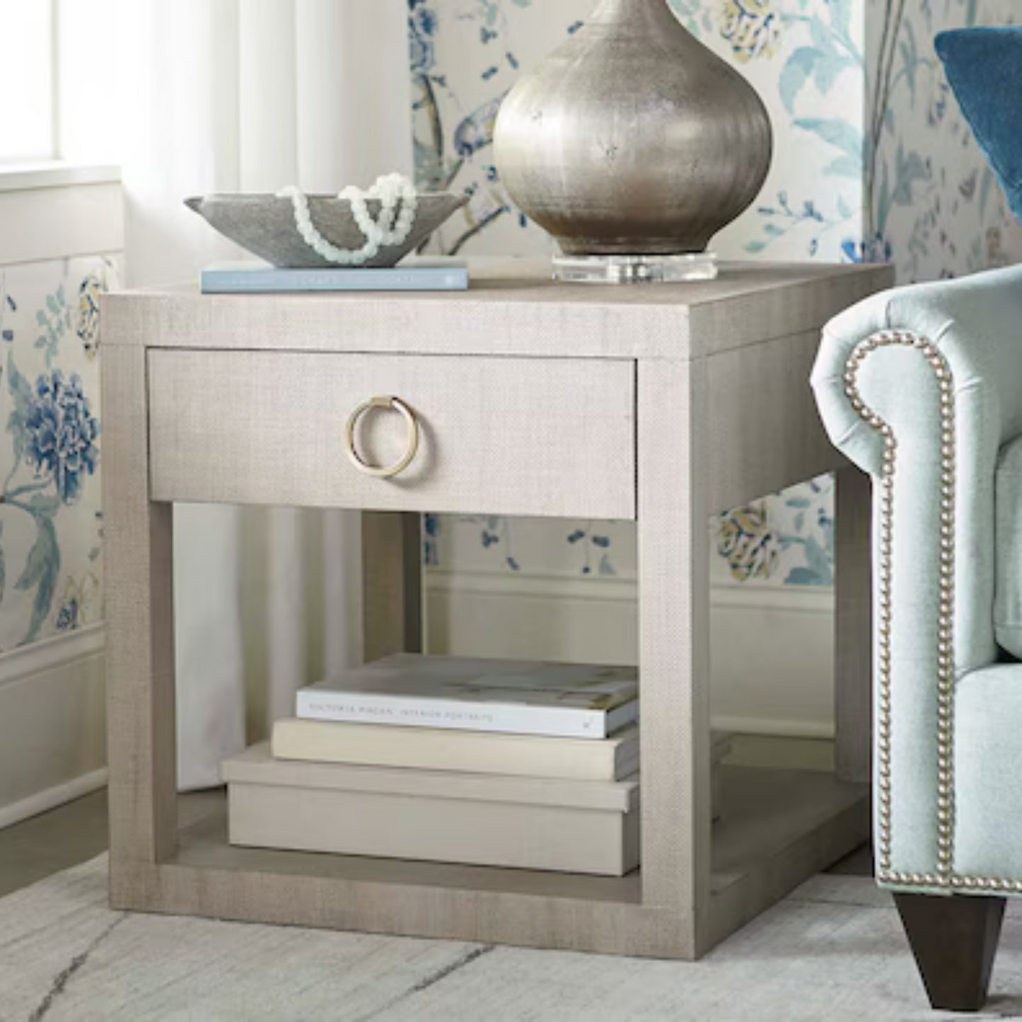 Ventura Raffia End Table - Sand Grey - Chapin Furniture