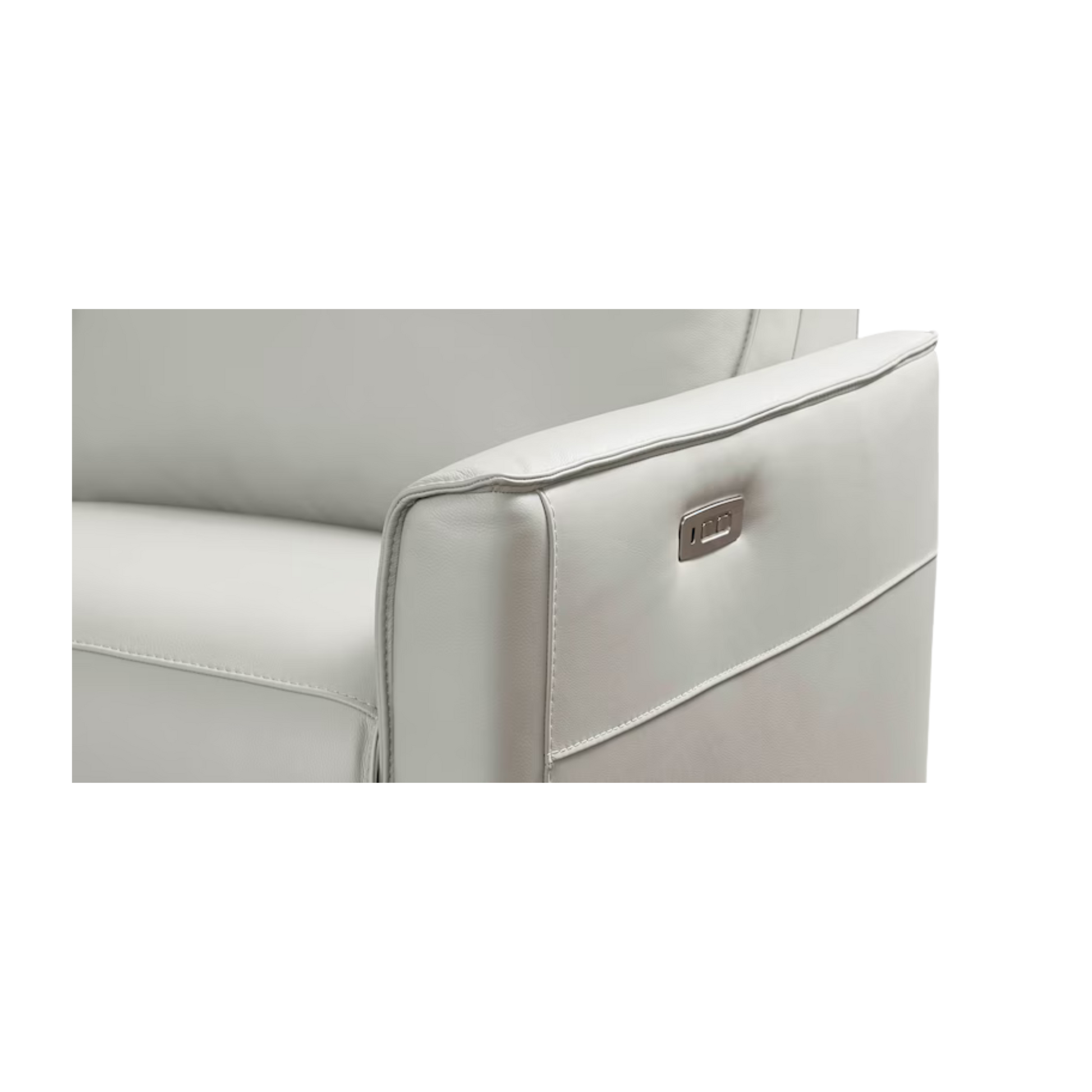 Everett Leather Reclining Sofa - Light Grey - Chapin Furniture