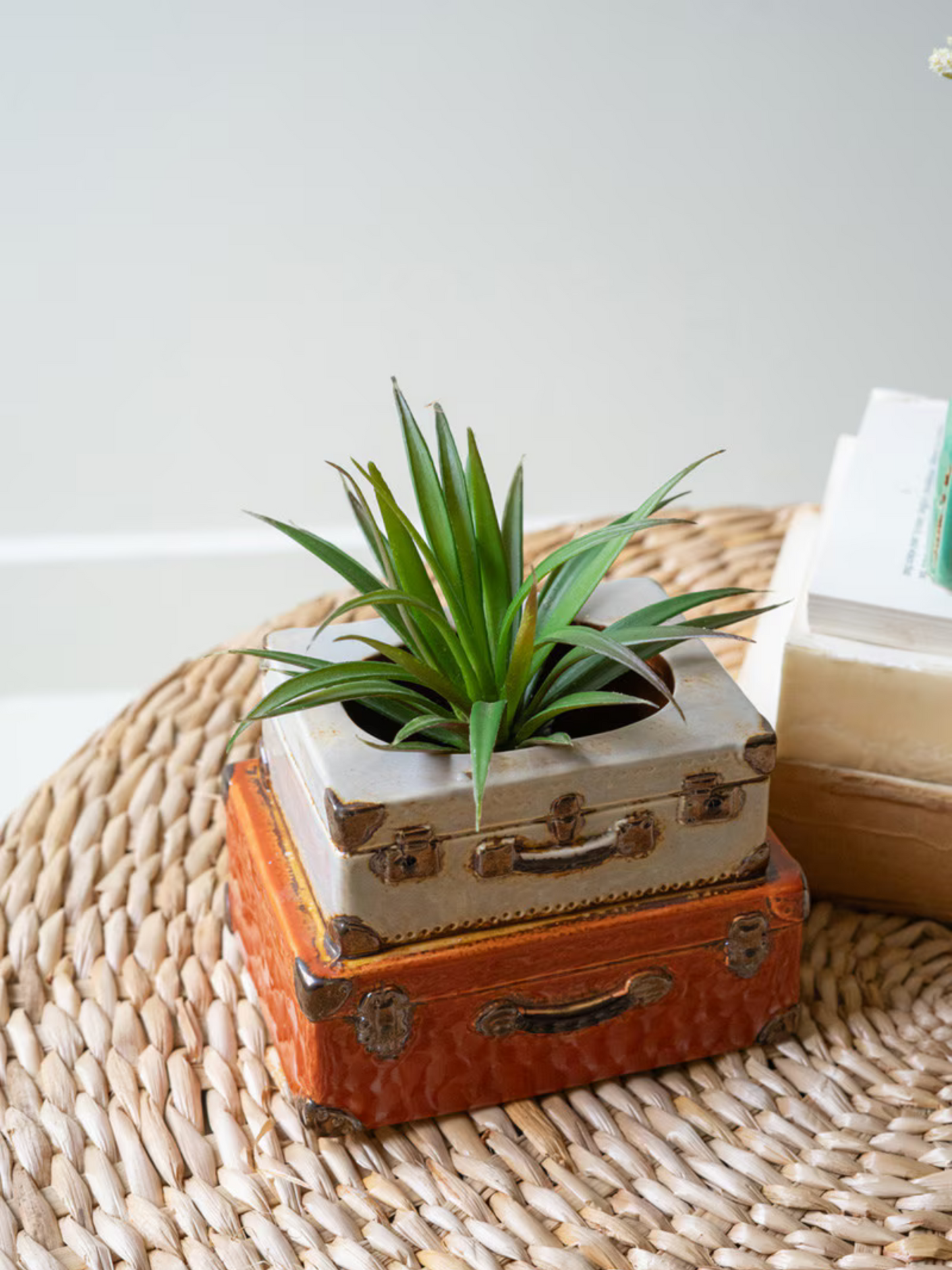 Set of 2 Ceramic Suitcases Planters - Chapin Furniture