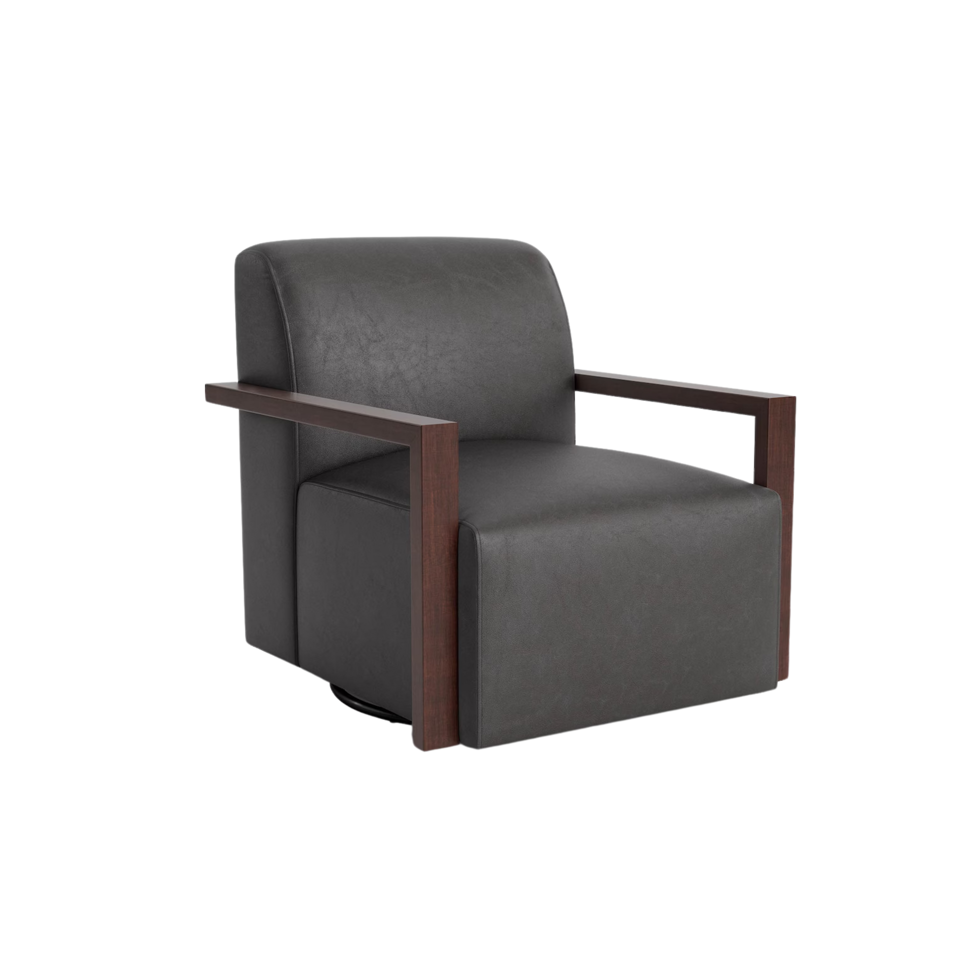 Creswell Leather Wood Arm Swivel Chair - Custom - Chapin Furniture
