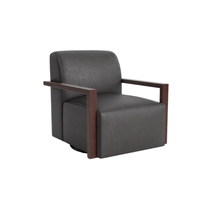 Creswell Leather Wood Arm Swivel Chair - Custom - Chapin Furniture