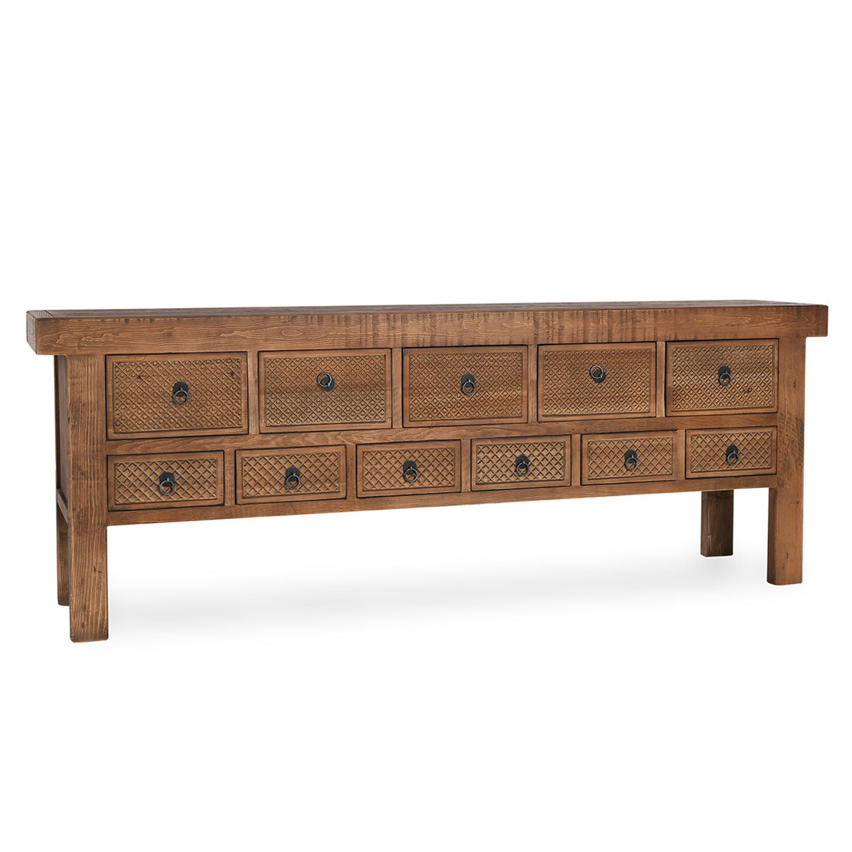 Lahey Reclaimed Pine Wood Console Table- Mission Brown - Chapin Furniture
