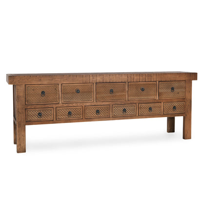 Lahey Reclaimed Pine Wood Console Table- Mission Brown - Chapin Furniture