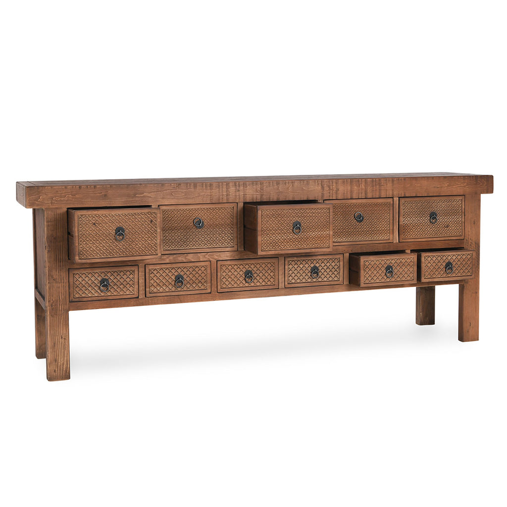 Lahey Reclaimed Pine Wood Console Table- Mission Brown - Chapin Furniture