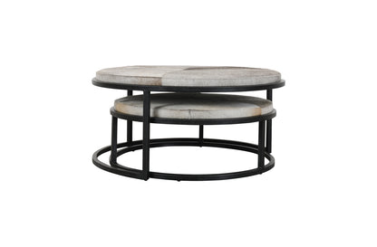 Hayword Hide Set of 2 Nesting Tables-Gray - Chapin Furniture