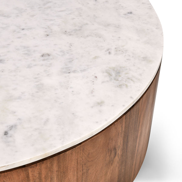 Josie 46" Round Mango Wood/Marble Coffee Table - Chapin Furniture