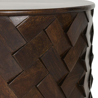 Shira Mango Wood 24" Round End Table Kona Brown - Chapin Furniture