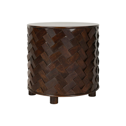 Shira Mango Wood 24" Round End Table Kona Brown - Chapin Furniture
