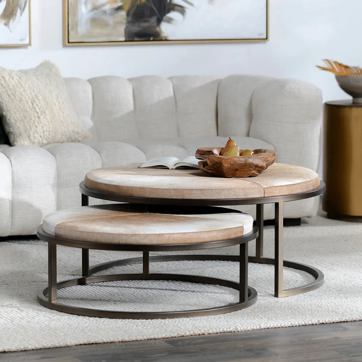 Hayword Hide Set of 2 Nesting Tables- Blonde - Chapin Furniture