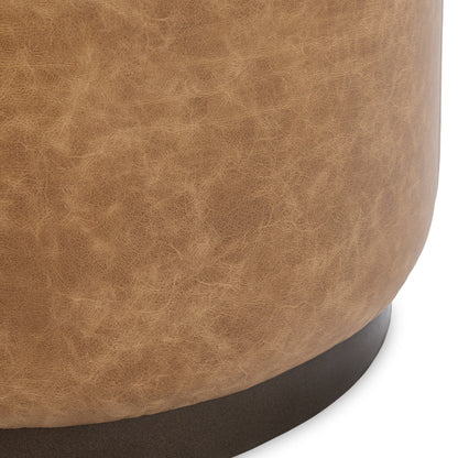 Clair Leather Round End Table - Chapin Furniture