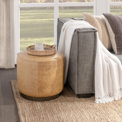 Clair Leather Round End Table - Chapin Furniture