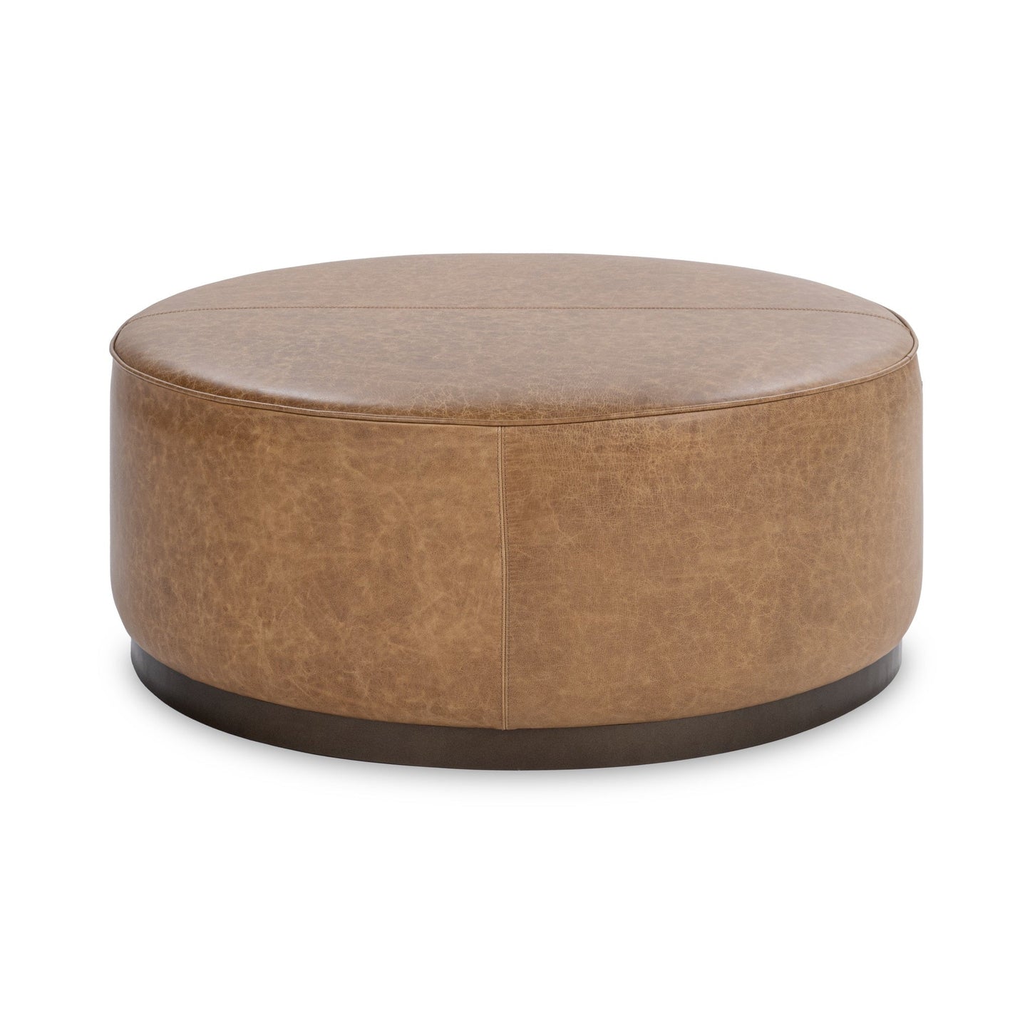 Clair Leather Round Ottoman