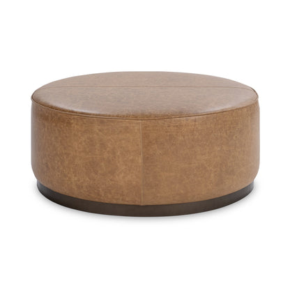 Clair Leather Round Ottoman
