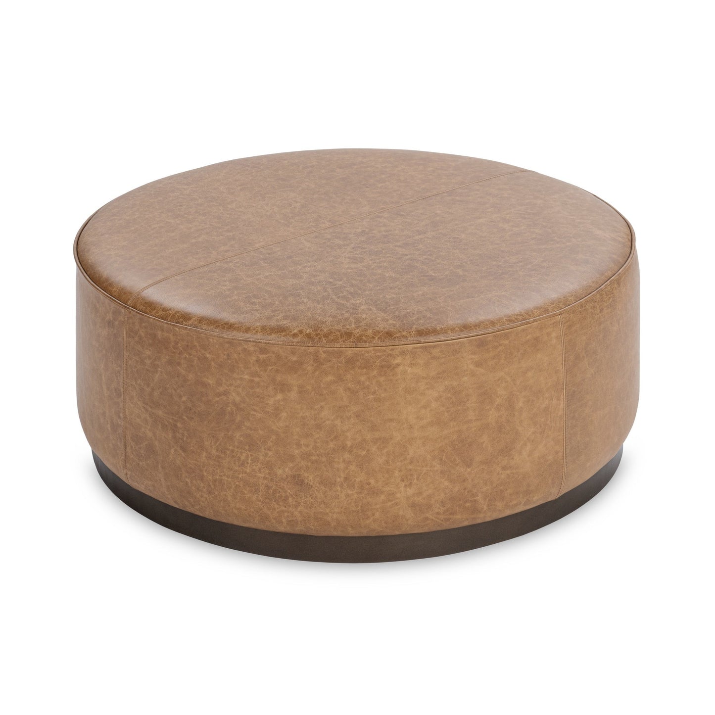 Clair Leather Round Ottoman