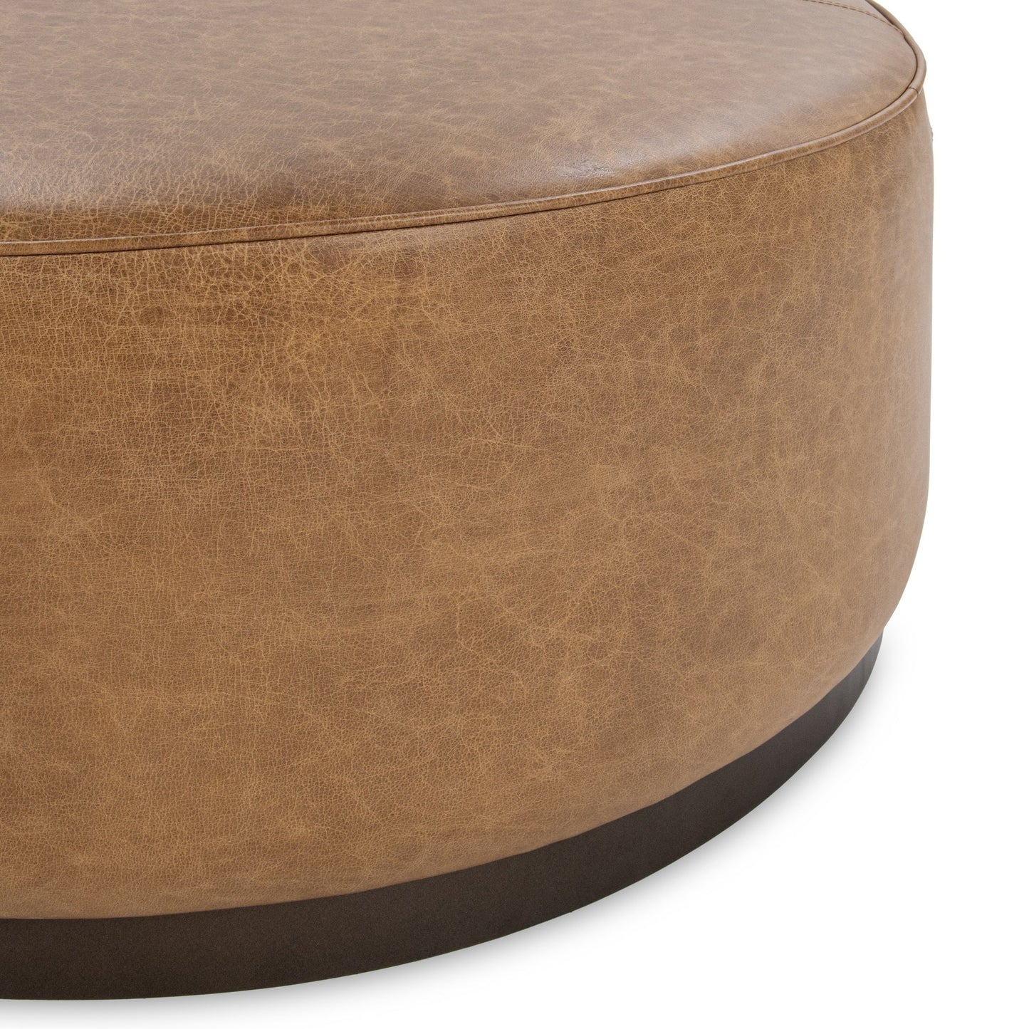 Clair Leather Round Ottoman