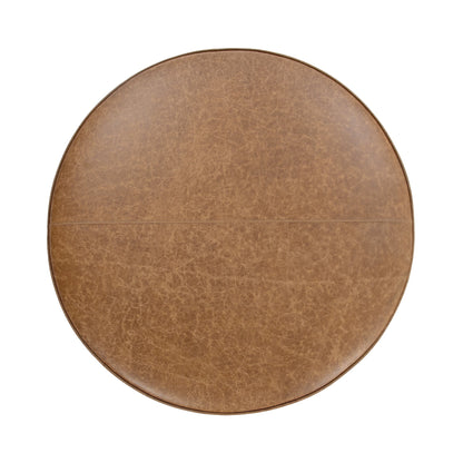 Clair Leather Round Ottoman