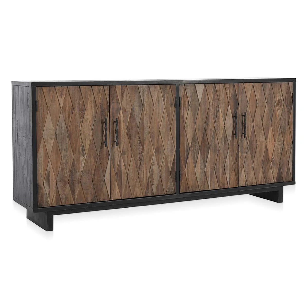 Anton Oak Wood 4 Door Cabinet- Black - Chapin Furniture