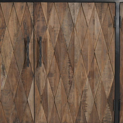 Anton Oak Wood 4 Door Cabinet- Black - Chapin Furniture