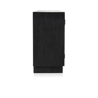 Anton Oak Wood 4 Door Cabinet- Black - Chapin Furniture