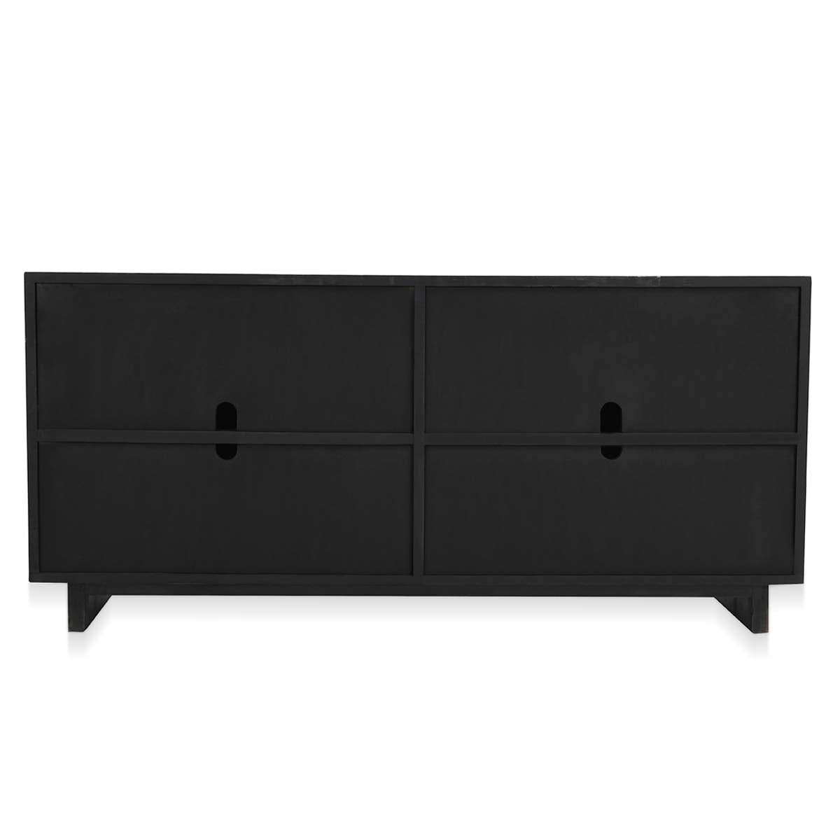 Anton Oak Wood 4 Door Cabinet- Black - Chapin Furniture