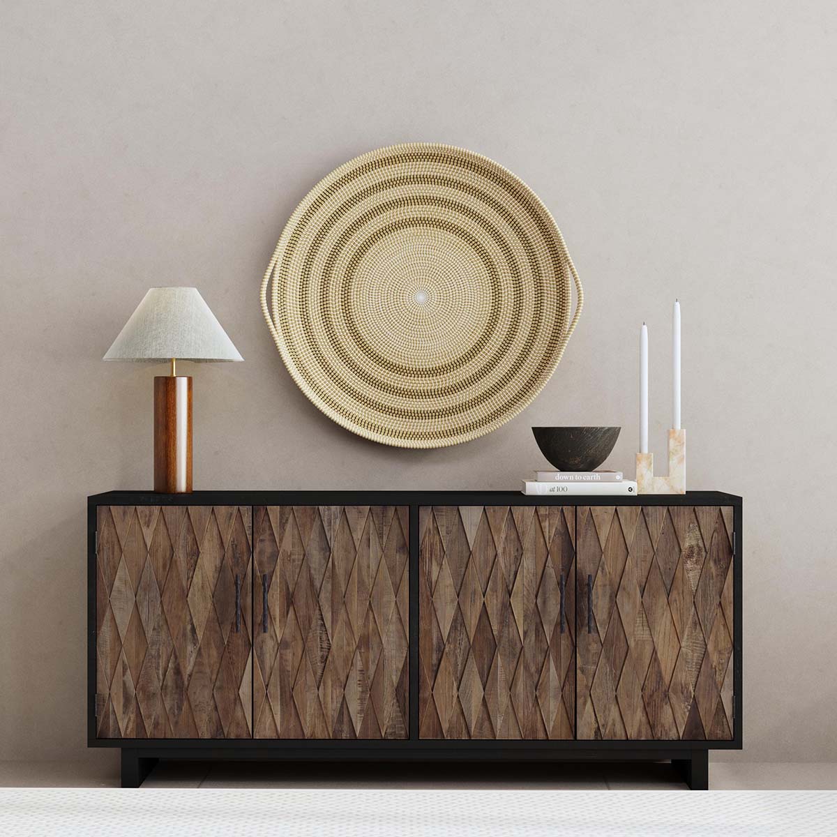 Anton Oak Wood 4 Door Cabinet