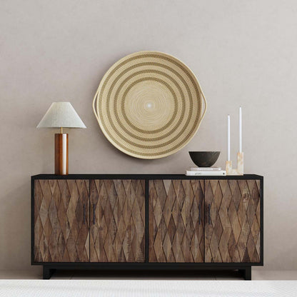 Anton Oak Wood 4 Door Cabinet- Black - Chapin Furniture