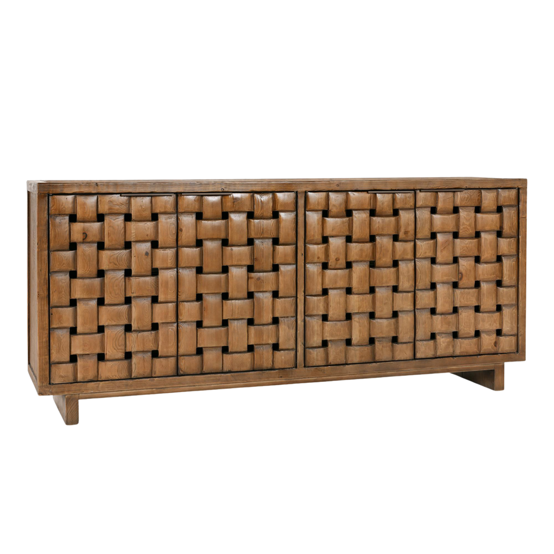 Bast Pine Wood 4Dr Cabinet - Mission Brown - Chapin Furniture