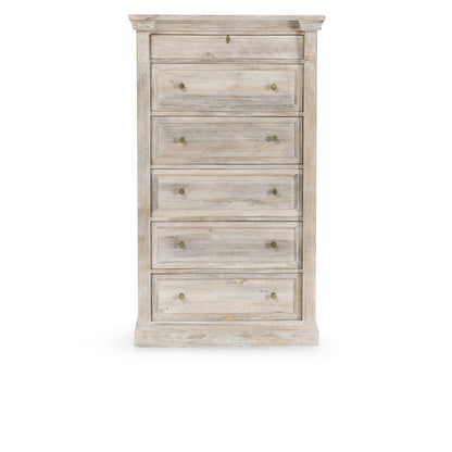 Adelaide 6 Drawer Wood Chest- White Wash - Chapin Furniture