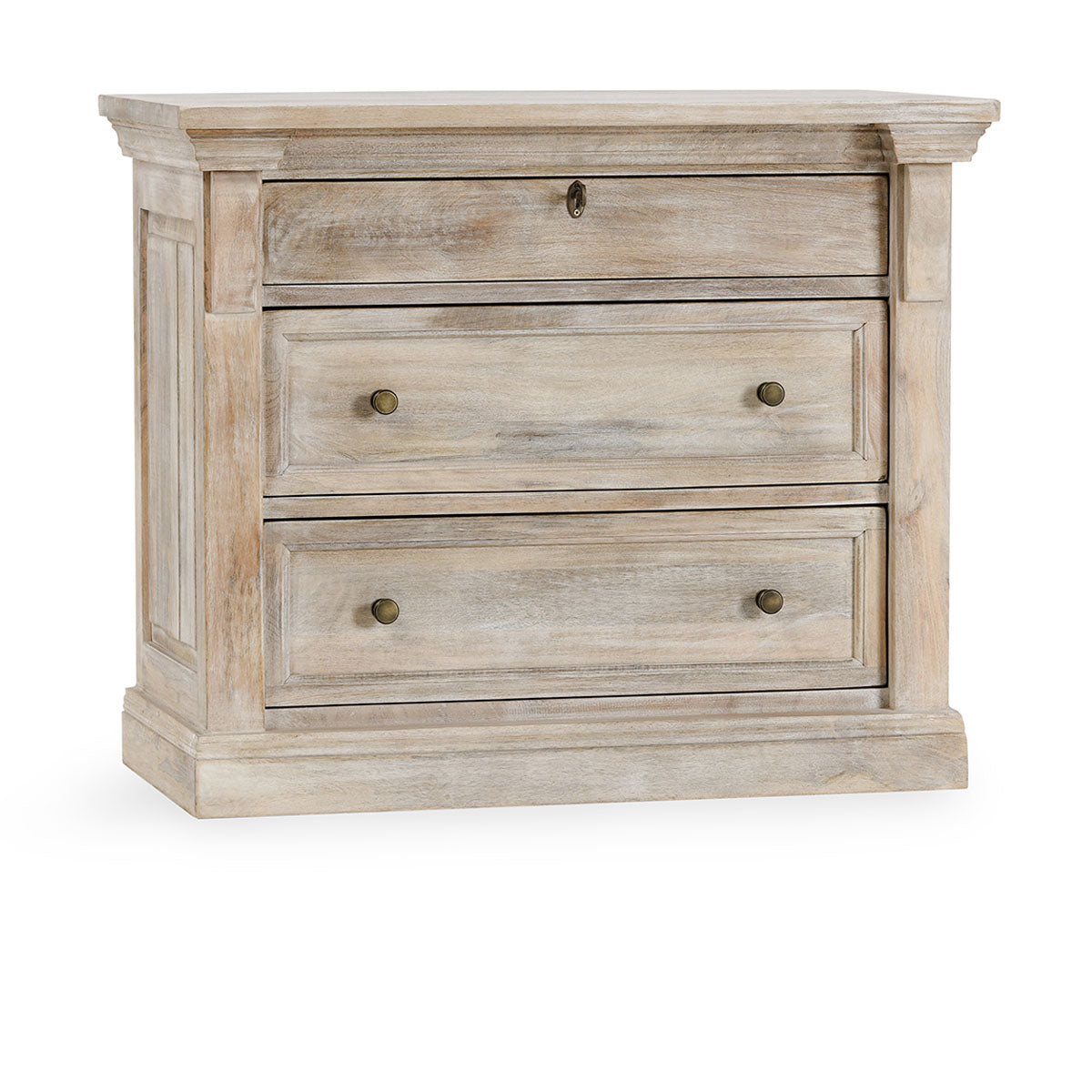 Adelaide 3 Drawer Wood Nightstand- White Wash - Chapin Furniture