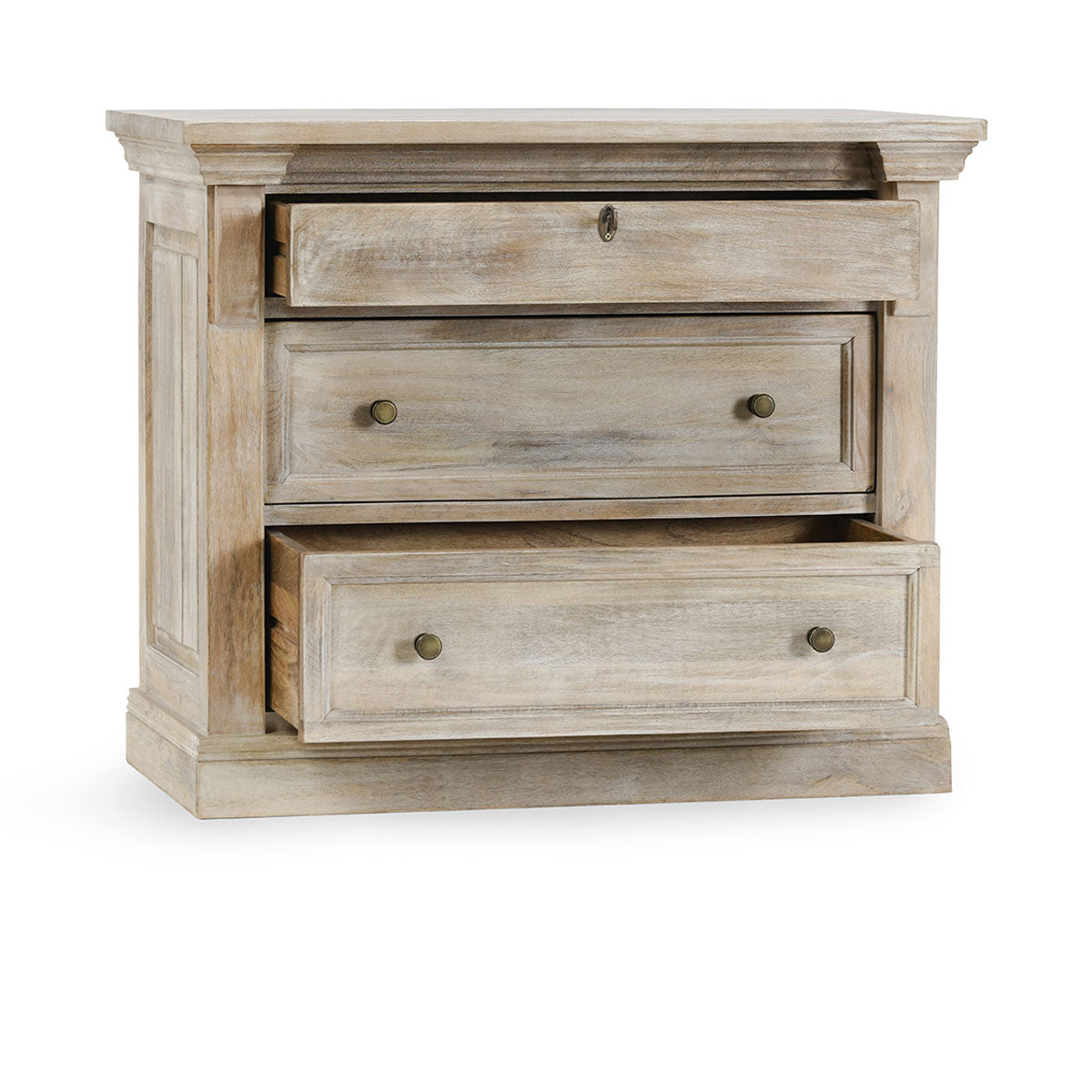 Adelaide 3 Drawer Wood Nightstand- White Wash - Chapin Furniture
