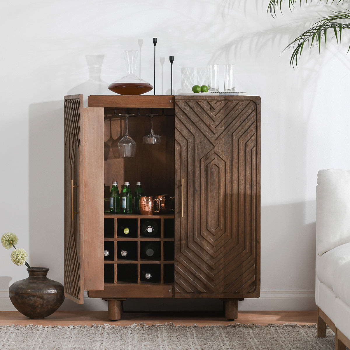 Holmes Mango Wood Bar Cabinet - Thumbnail 4