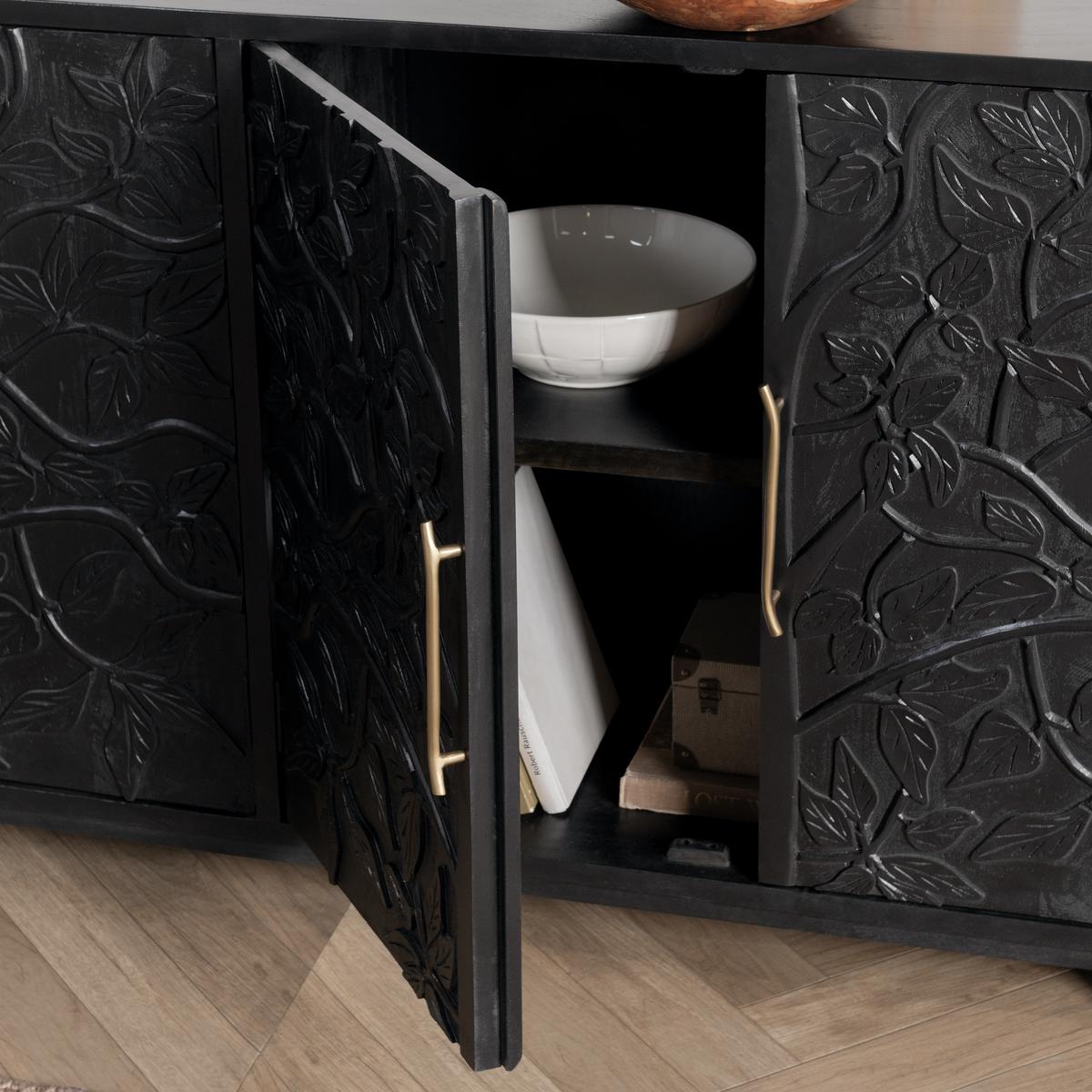 Albero Wood 4 Door Buffet - Black - Chapin Furniture