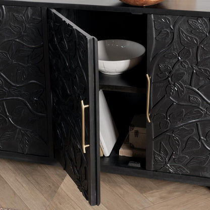 Albero Wood 4 Door Buffet - Black - Chapin Furniture